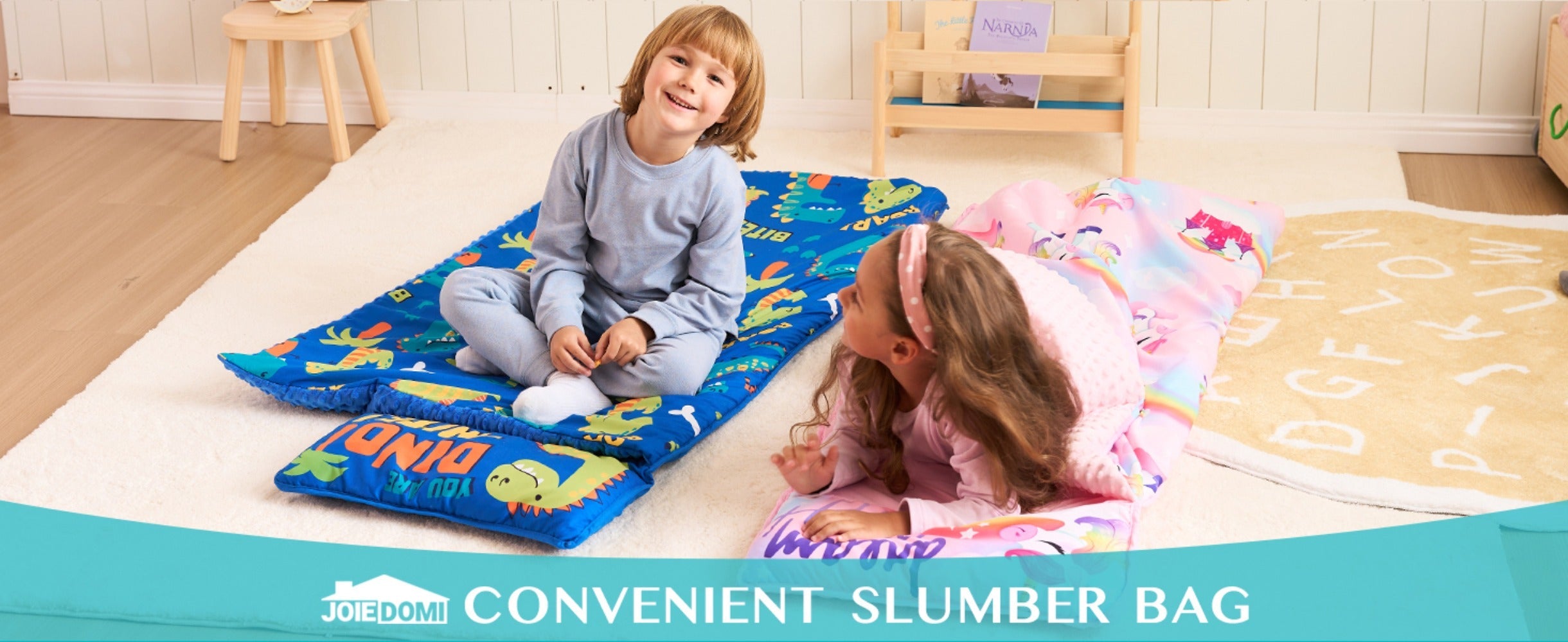 Kids Nap Mat with Removable Pillow & Minky Blanket - Soft Roll-Up Sleeping Bag for Boys Girls, Blue Dinosaur Design, Preschool Kindergarten Daycare Sleepover, Ages 3+, 55''x30''