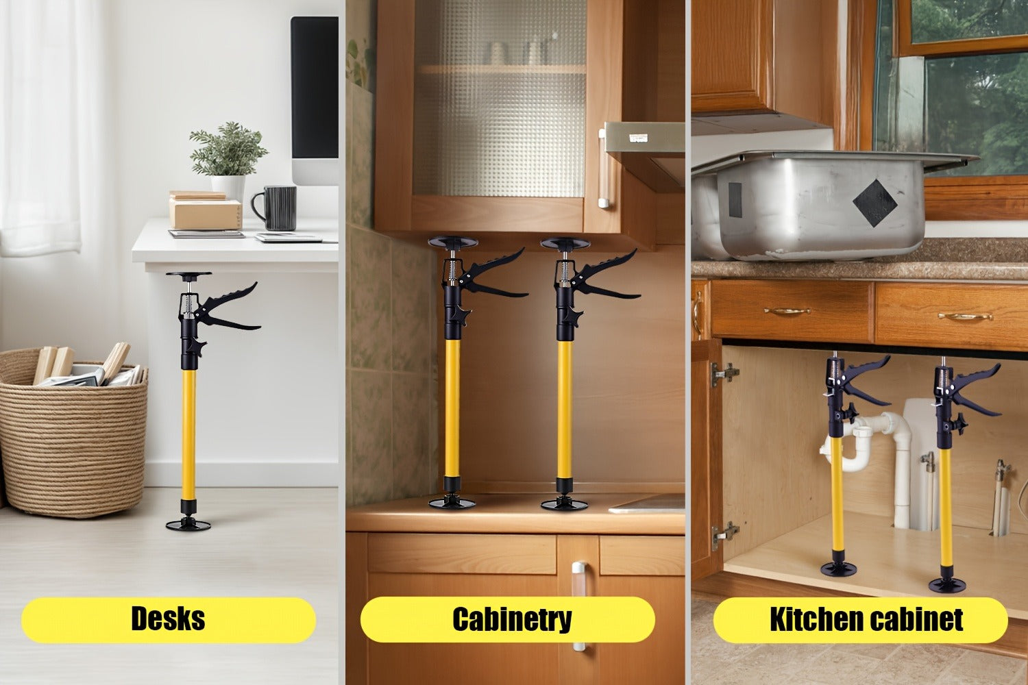 Telescopic Support Rods 2-Pack Third Hand Support System ¨C 11.8¨C45.3 Inch Adjustable Steel Props, 88 lb Load Capacity, Thickened Base, for Drywall, Cabinet, Panel & Ceiling Installation
