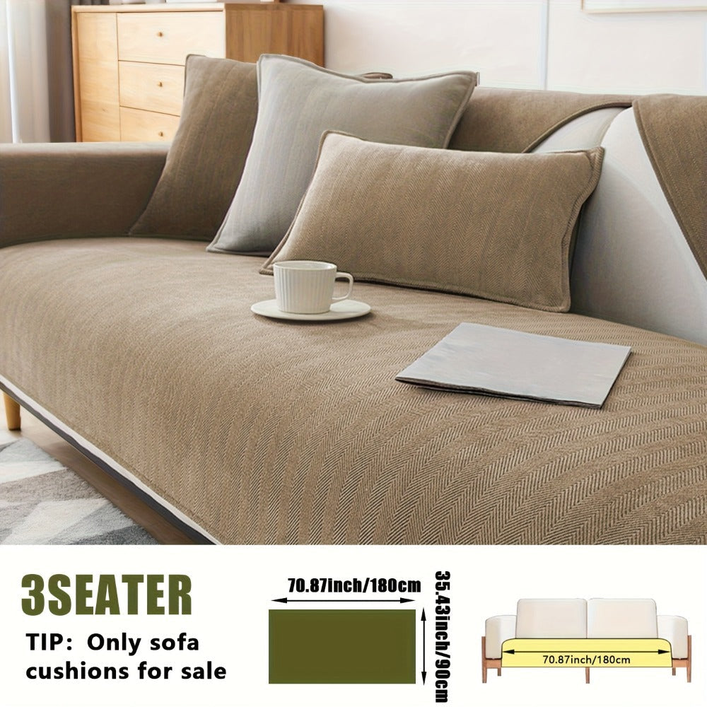 Chenille Ribbed Sofa Cover - Pet Friendly Non-Slip Machine Washable Soft Stretch Slipcover for 1-4 Seater Sectional Sofa Living Room Bedroom Office, 9 Colors