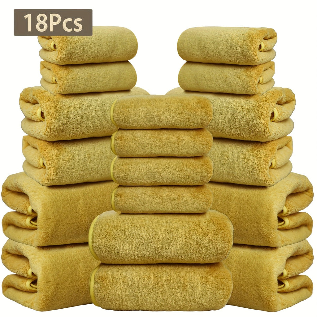 Coral Velvet Bath Towel Set 18pcs ¨C 4 Bath Towels 4 Hand Towels 10 Washcloths Hotel Quality Soft Absorbent