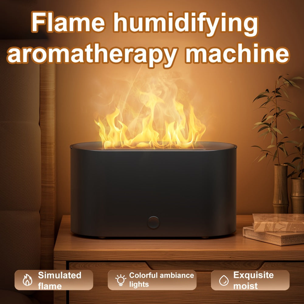 Flame Humidifier USB Mini - 7-Color Flame Atmosphere Light, Aromatherapy & Humidification 2-in-1, 3-Gear Mist Adjustable, Top Fill Design, Romantic Bedroom Decor Night Light, Christmas Gift