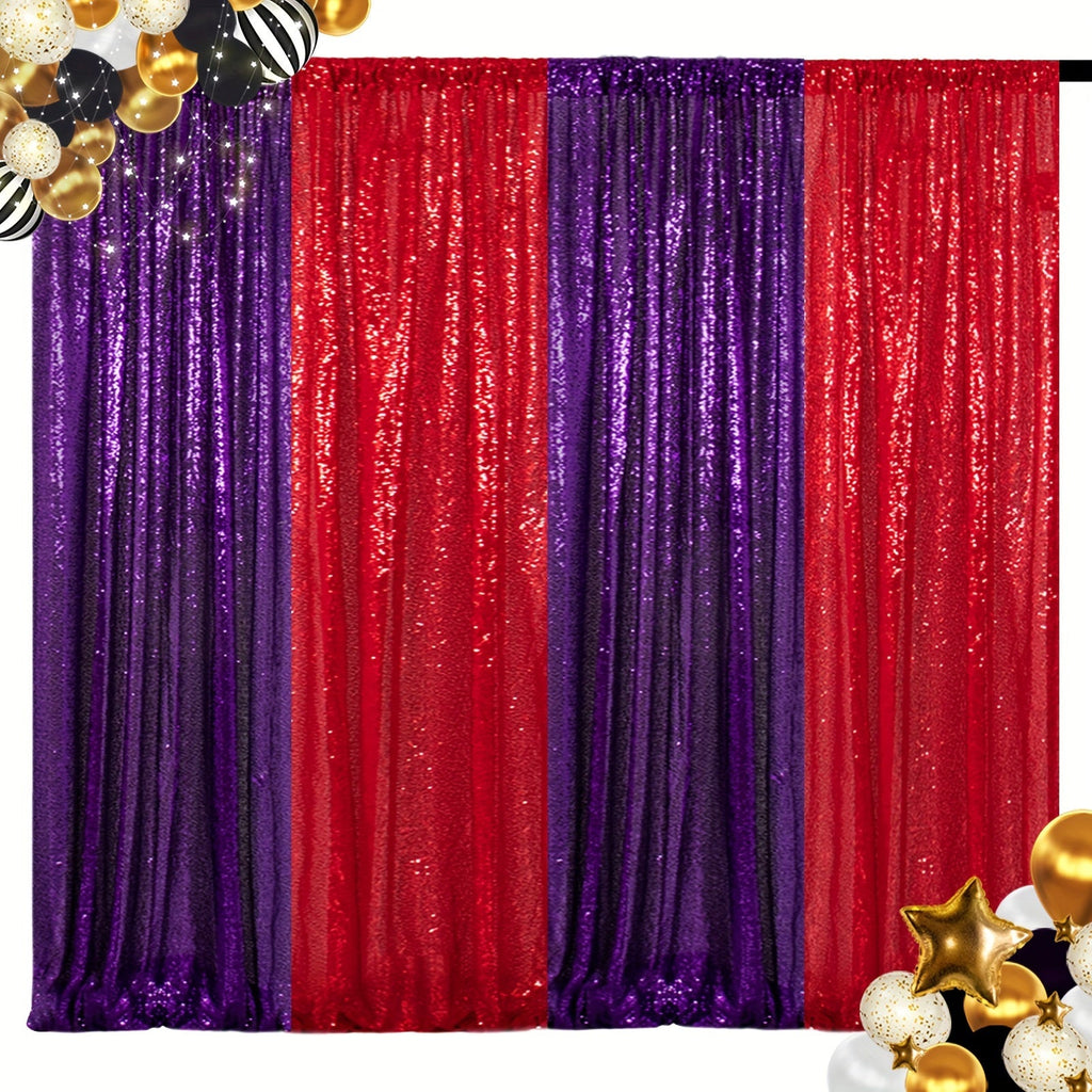 Sequin Backdrop Curtain 4 Panels 2FTx8FT ¨C Shimmer Glitter Background for Wedding Party Photo Booth Decoration