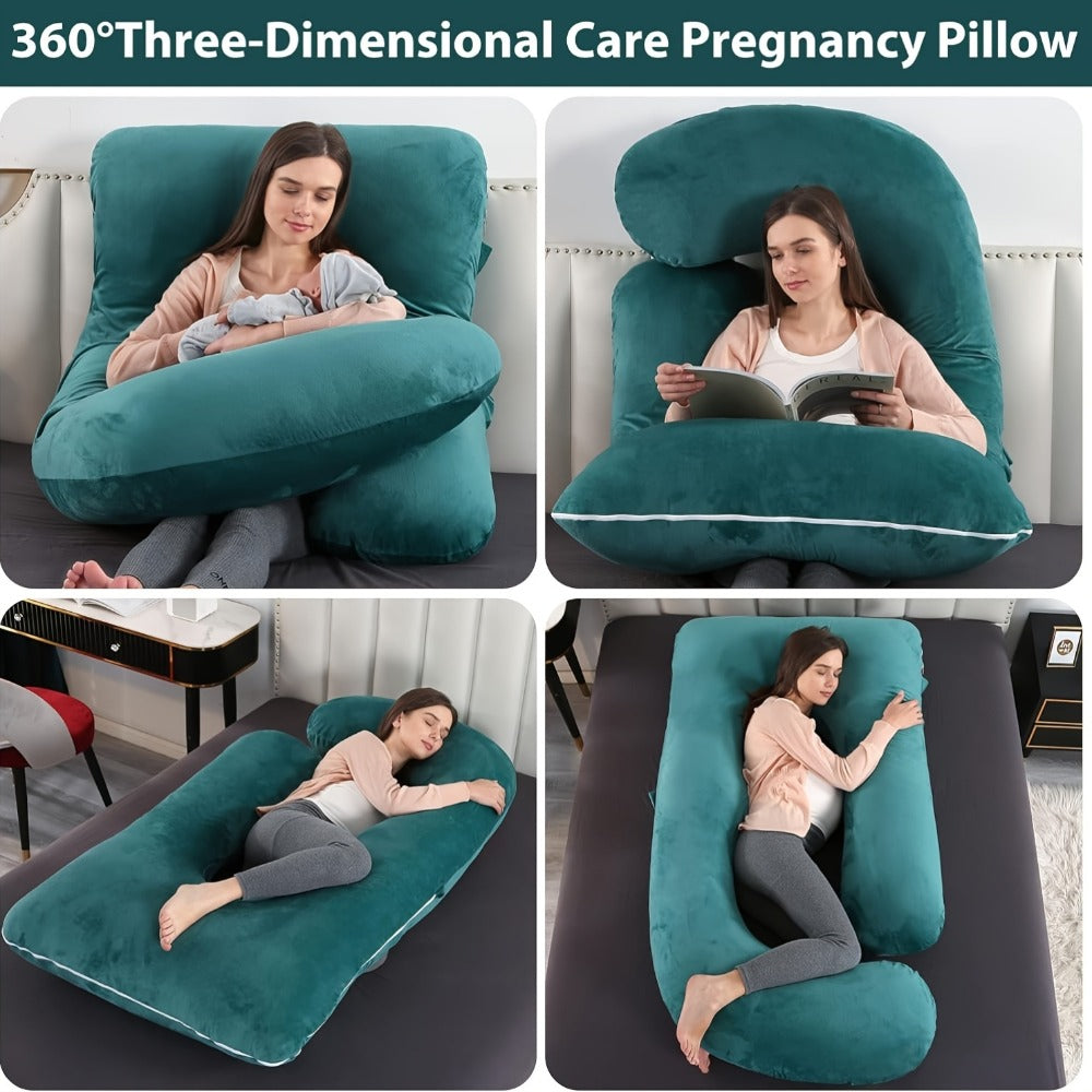 Pregnancy Pillow J-Shape 60 Inch Full Body Maternity Pillow with Velvet Cover ¨C Back Leg Belly Support for Pregnant Women Side Sleeper Body Pillow Multiple Colors