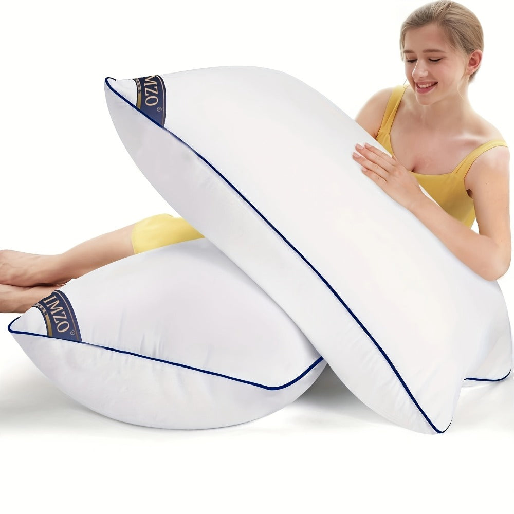 Hotel Quality Sleep Pillows Firm Support Cool-to-Touch Fiber Fill 2/4 Pack - Back Stomach Side Sleeper Pillow Set Soft Breathable Bed Pillows Standard Queen King Size