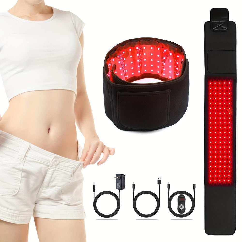 Wearable Red Light Therapy Belt ¨C 660nm & 850nm 3-in-1 Chip Infrared Light Wrap with Timer for Inflammation Relief, Wound Healing & Body Recovery, Portable At-Home Pain Relief Therapy Device, Black