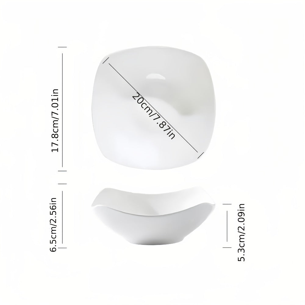 Salad Bowl and Plate Set 4/8/16 Piece ¨C Reusable White PP Plastic Microwave Safe Stackable Lightweight Tableware for Picnic Outdoor Party Wedding Hotel Camping Dessert Cold Dish Serving