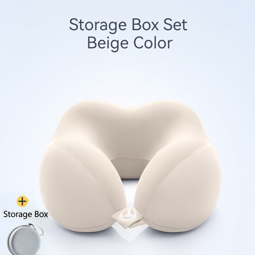 Memory Foam Travel Neck Pillow with Storage Bag ¨C Ergonomic Slow Rebound Support, Machine Washable Cover, for Travel, Office & Napping