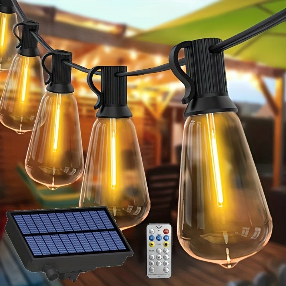 Solar String Lights Outdoor LED ¨C 39/50/72/100/105FT Spherical Bulb & Warm/Cool White with Remote Control | IP65 Waterproof 12-Hour Solar Powered Fairy Lights for Patio, Garden & Festival Decoration