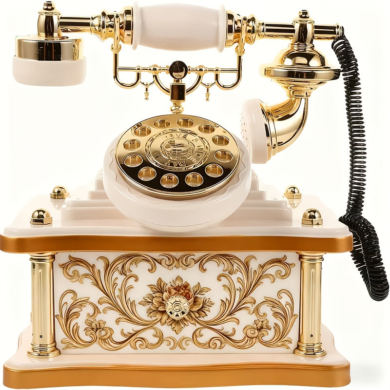 Retro Phone Music Box - Rotating Dial Vintage Telephone Wind Up Musical Decoration for Living Room Office Bar Cafe Desk Ornament, Unique Mother's Day Father's Day Gift