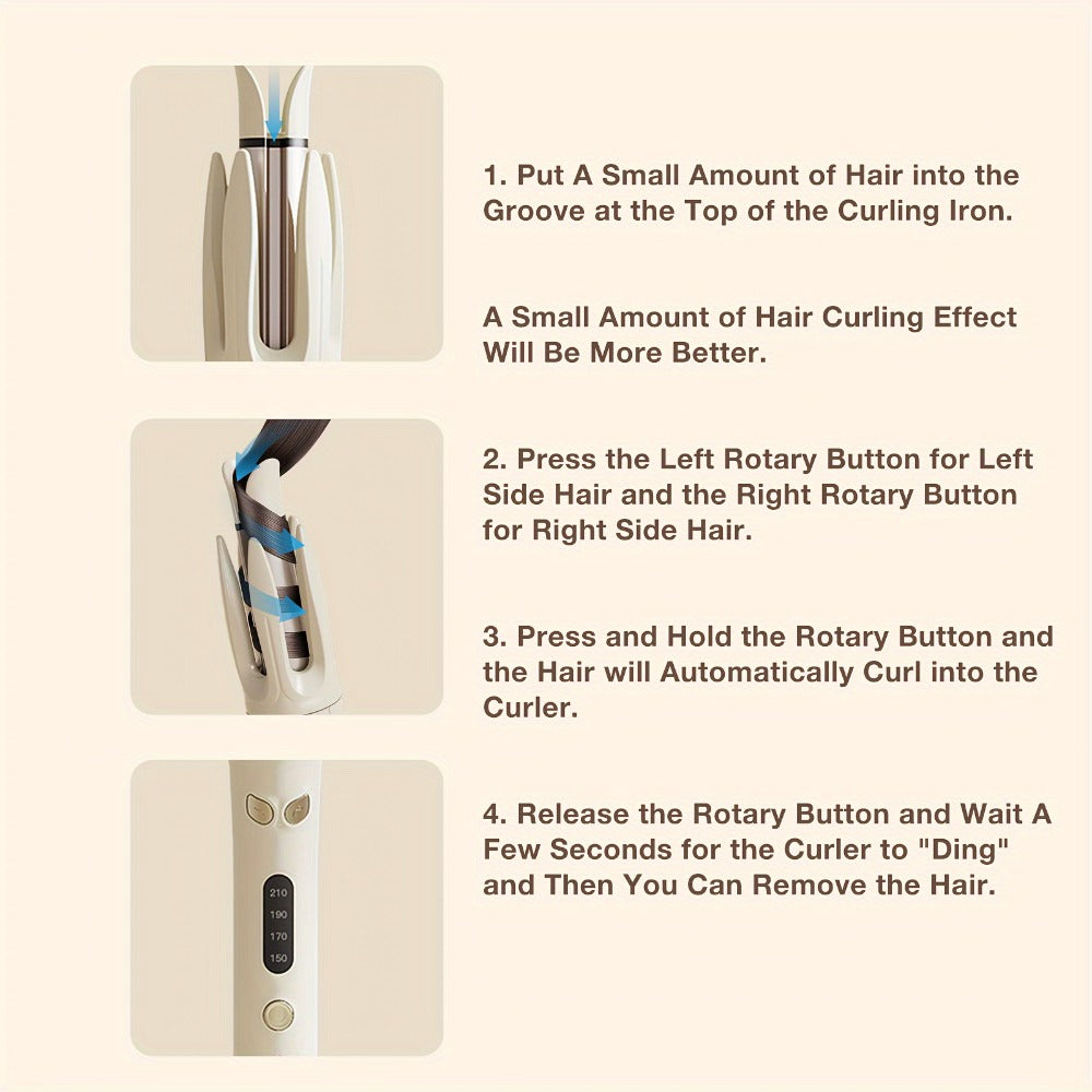 Automatic Hair Curler 28mm Barrel Negative Ion Technology 4 Temperature Settings Fast Heating Portable Travel Hair Curling Wand for Easy Curls Women Gift