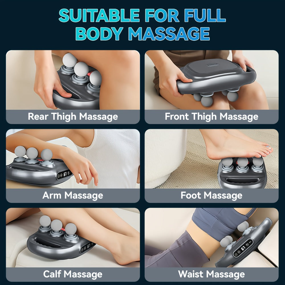 Tapping Massage Gun with 6 Interchangeable Heads ¨C USB Rechargeable Handheld Deep Tissue Vibration Massager for Back, Neck, Shoulders, Legs & Full Body Muscle Relaxation, Professional Home Massager