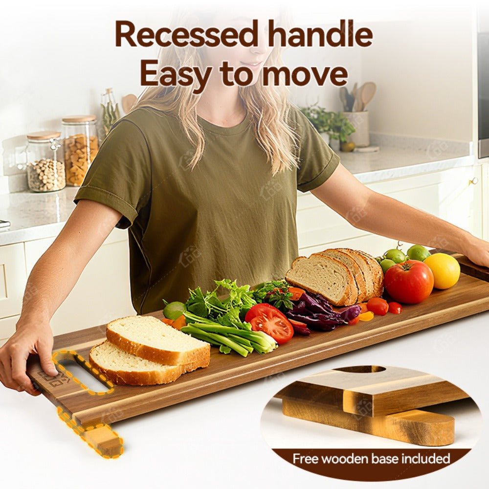 Charcuterie Board Extra Large 36x12 Inch Acacia Wood Cutting Board with Handles 3FT Rectangular Cheese Serving Platter Oversized Grazing Board for Meat Appetizers Party Entertaining Housewarming BBQ Gift