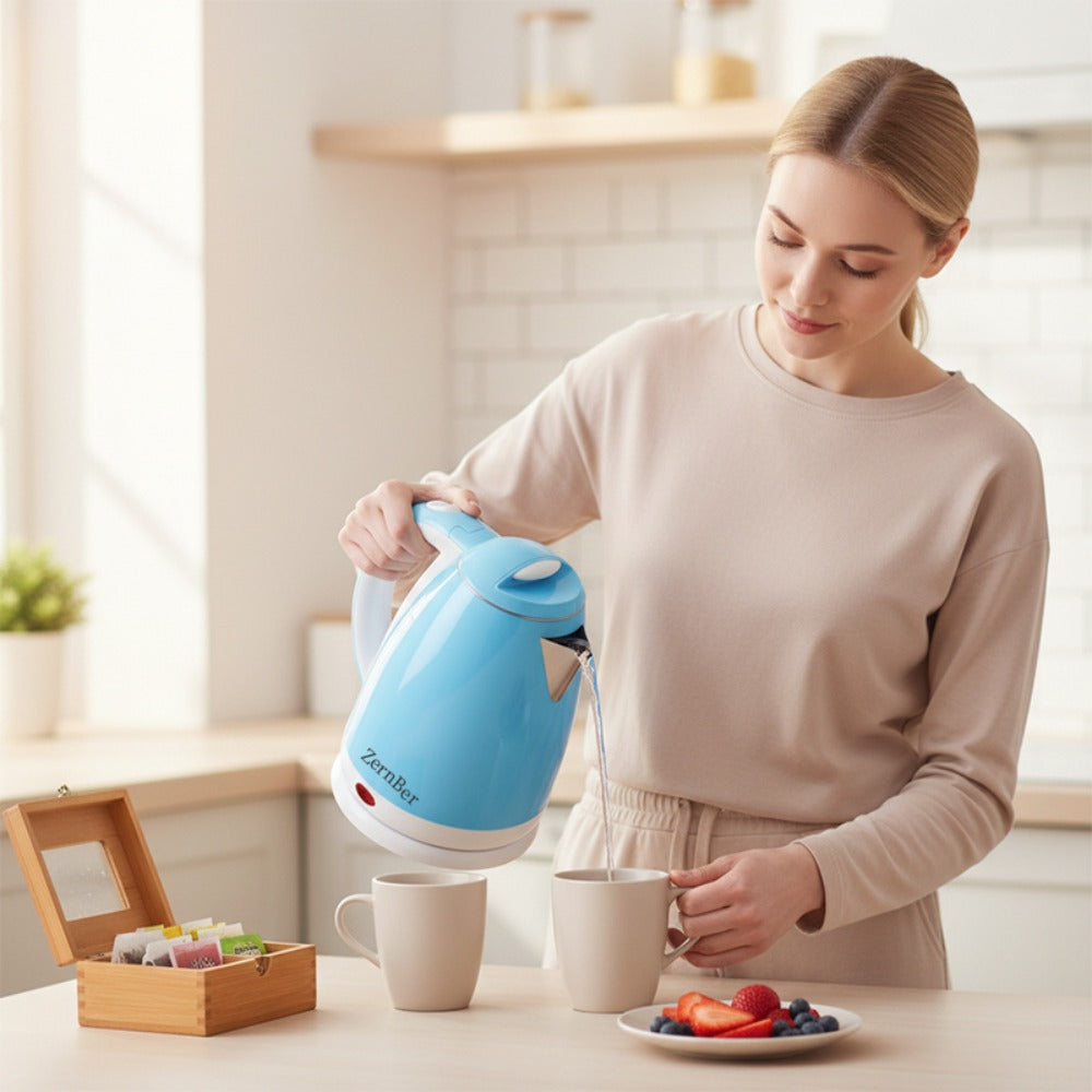 Electric Kettle 60oz 1000W with LED Indicator ¨C Fast Boiling Hot Water Kettle with Heating Base, Auto Shut-Off & Boil-Dry Protection, Perfect for Coffee & Tea, Ideal Holiday Gift ¨C Blue