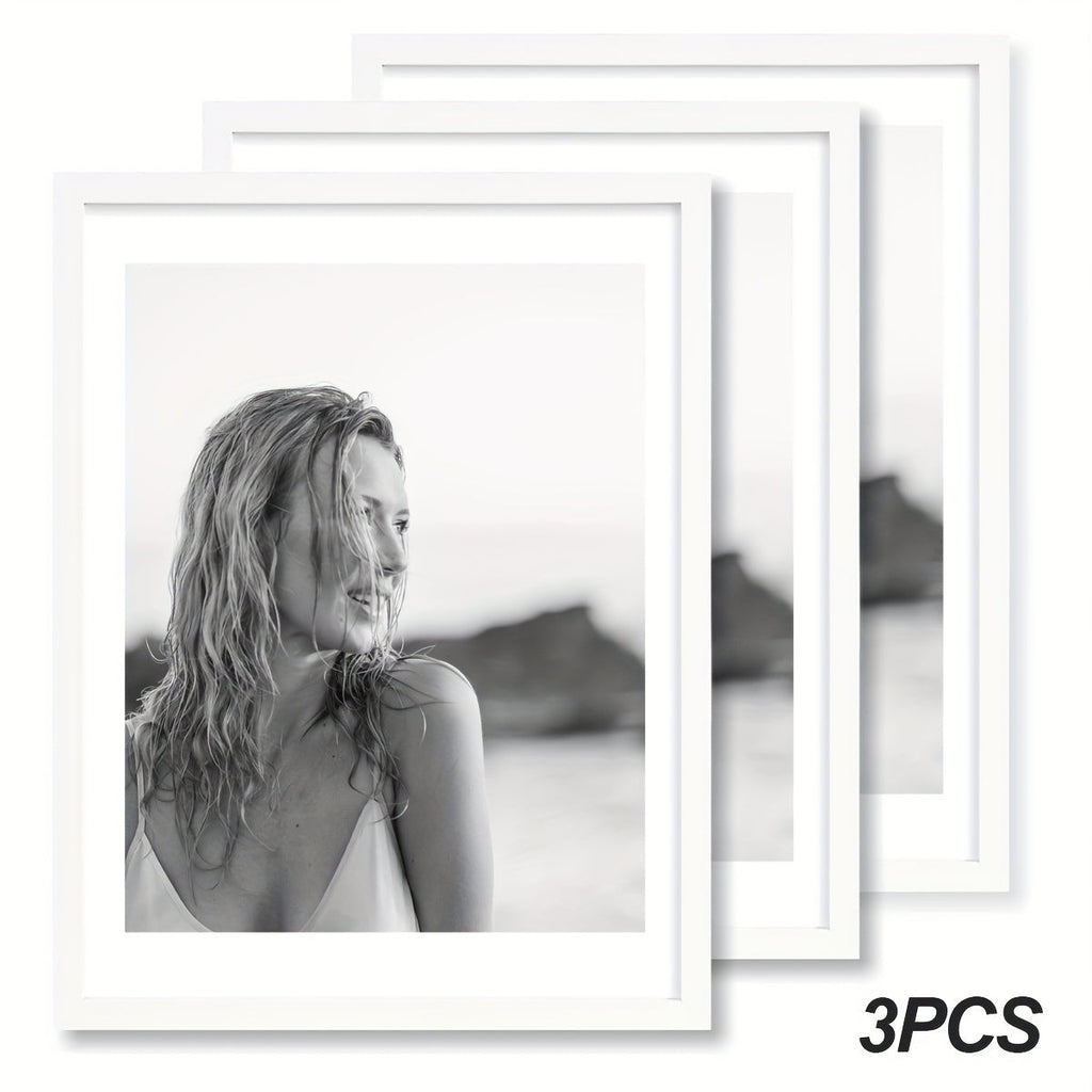 Picture Frames 12x16 Set of 3 ¨C Classic Wood Poster Frames, Horizontal & Vertical Wall Hanging, Multi-Color Options for Bedroom Office Living Room Gallery Wall Decor