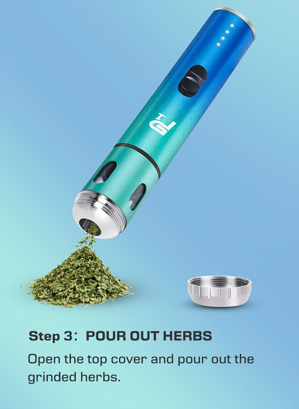 Electric Herb Grinder USB Rechargeable ¨C Portable Spice Mill with One-Button Operation, Travel Bag, Funnel & Cleaning Brush | 4 Colors Available