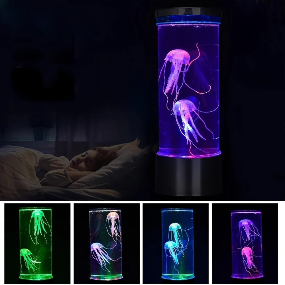 Jellyfish Lamp Deep Sea Atmosphere Night Light - Lifelike Color Changing LED Jellyfish Lava Lamp for Bedroom, Home Decor, Headboard, Easy Install, Soft Glow Nightlight Gift