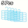 5-Layer Pants Rack Multi-Tier Anti-Slip Space Saving Hanger | 5 Pack Vertical Closet Organizer for Pants Scarves Clothing | Durable Plastic Wardrobe Hanger for Home Bedroom Boutique