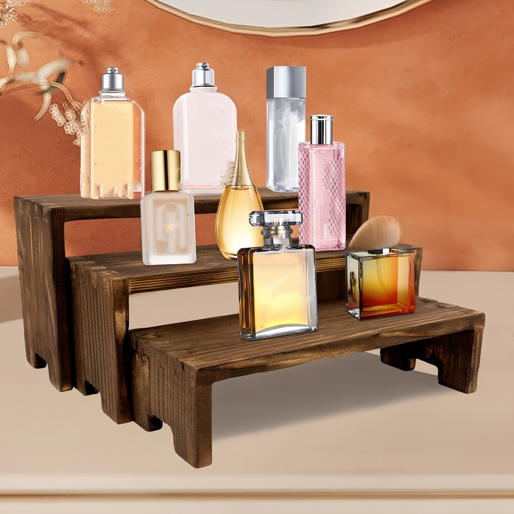 3-Tier Wooden Display Shelf ¨C Modern Tabletop Storage Rack for Plants, Books, Collectibles & Home Decor Organization, Space-Saving Desktop Organizer