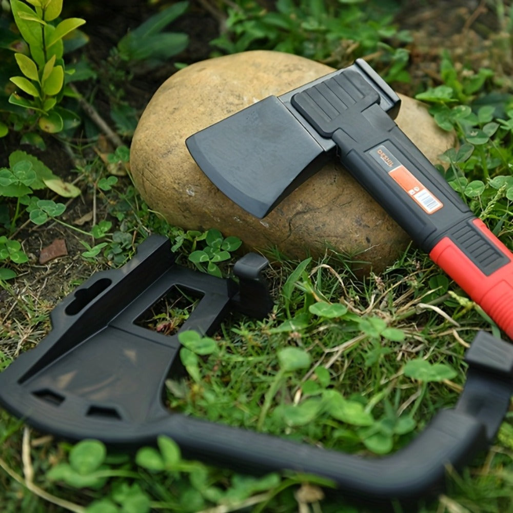Camping Hatchet 15 Inch Splitting Axe 45 Carbon Steel with Nylon Rubber Non-Slip Handle ¨C Teflon Blade, Blade Cover & Optional Whetstone Set for Wood Chopping, Tree Cutting, Hiking Backpacking Outdoor