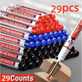 Deep Hole Marking Pens 29 Pack ¨C Long Point Oil-Based Woodworking Markers, Multi-Color Red Blue Black Pencils for Wood, Ceramic, Tile & Bathroom Installation, Carpenter Marking Tool Set