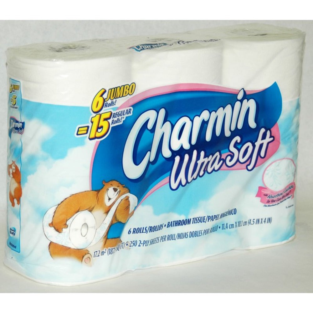 Charmin Ultra Soft Bathroom Tissue ¨C 6 Jumbo Rolls = 15 Regular Rolls, 2-Ply Ultra Soft Toilet Paper, Strong & Absorbent, Clog-Safe & Septic-Safe, Bulk Value Pack for Home & Family Use