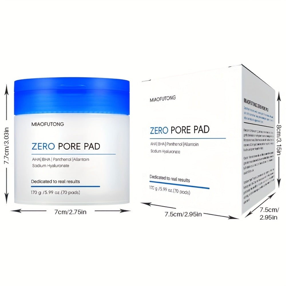 AHA BHA Toner Pads Zero Pore 70pcs - Deep Cleansing, Oil Control & Hydration with Hyaluronic Acid, Salicylic Acid & Rosemary Leaf Oil | Gentle Exfoliating Pads