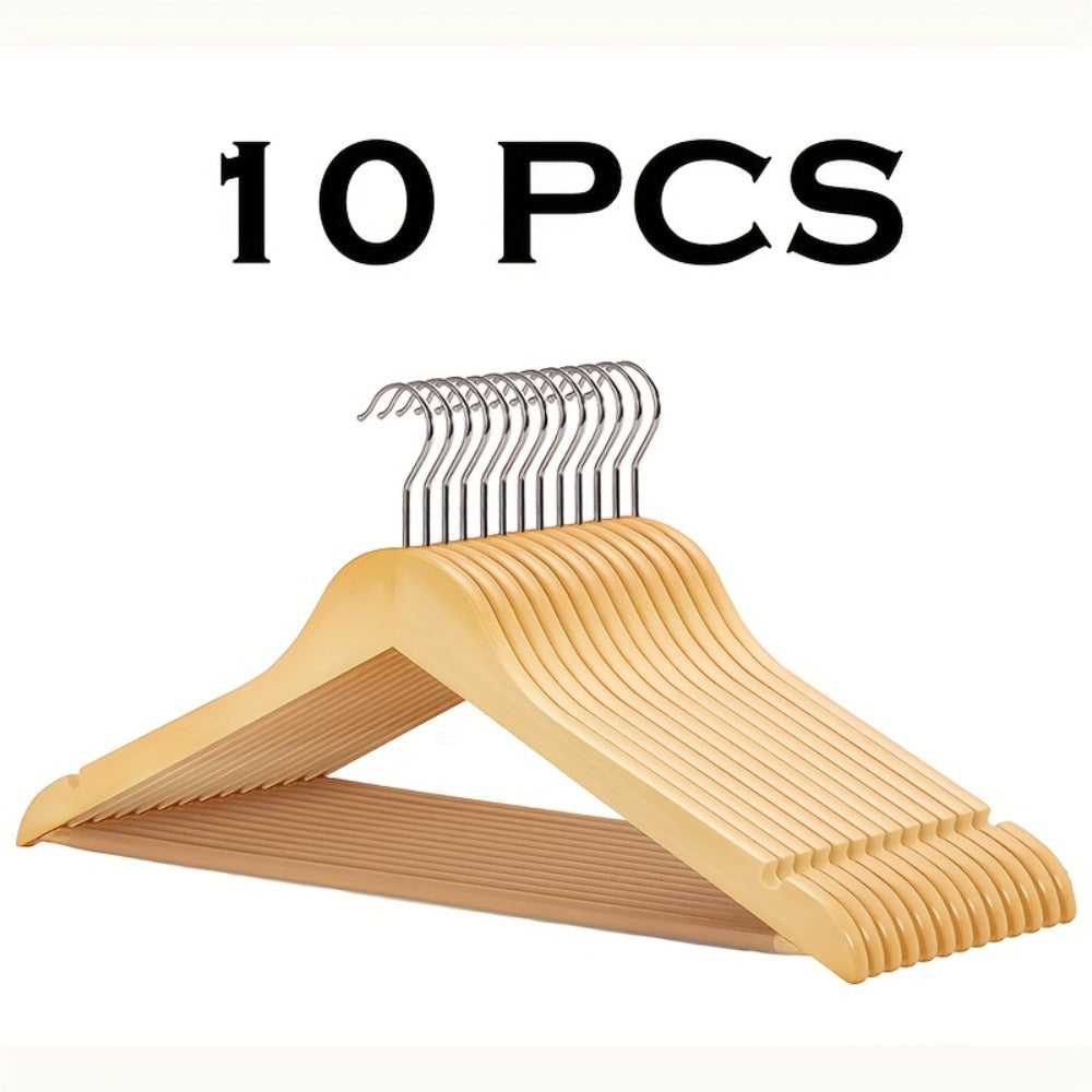 Solid Wood Clothes Hangers Heavy Duty ¨C 10/20/30 Pack Champagne Sturdy Wooden Coat Hangers for Jackets, Dresses & Heavy Coats | Space-Saving Wardrobe Hangers for Home, Office & Hotel Closet Organization