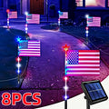 4th of July Solar Ground Stake Lights | Red White Blue National Flag Outdoor Lights 8 Modes | Solar Walkway Lights for Independence Day Memorial Day Porch Patio Garden Decor