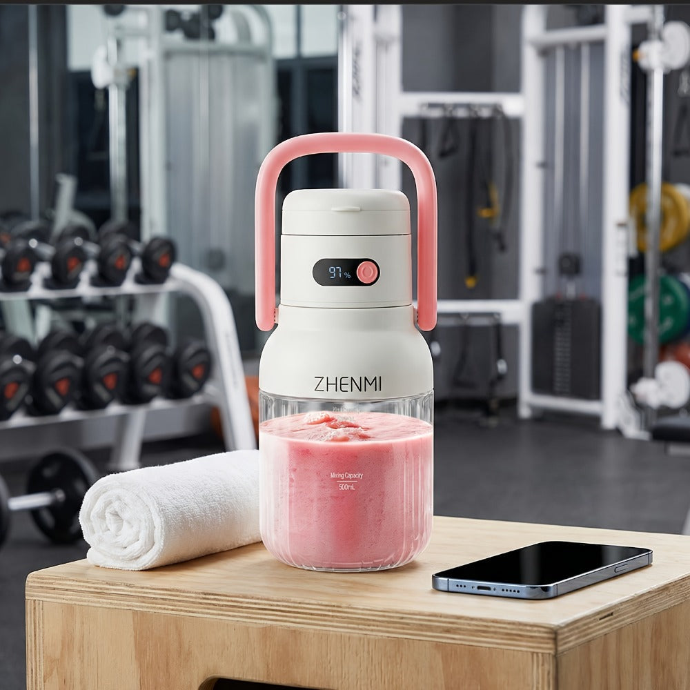 Cordless Portable Blender 33oz USB Rechargeable - Ice Crushing Blender for Smoothies & Shakes, Wireless Personal Blender for Travel Gym Office, BPA-Free, Green Purple Pink