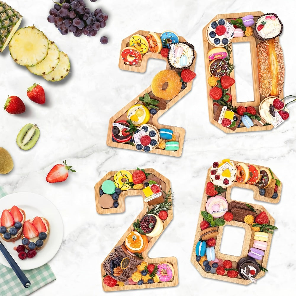 Graduation Charcuterie Board Decorations 4pcs Wooden Number Box with 14 Balloons ¨C 2026 GRAD Fillable Party Supplies