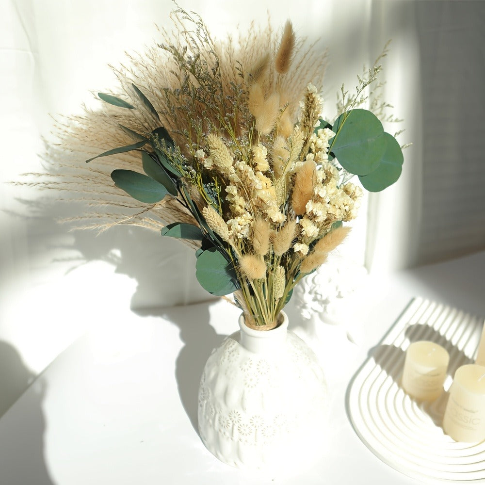 Pampas Grass Decor Set 42pcs Boho Dried Flowers for Vase, Bohemian Home Decor, Wedding Bouquet, Bathroom & Living Room Arrangement, Natural Dried Greenery with Olive Branches, Rustic Farmhouse Style