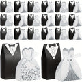 100 Pcs Wedding Party Favor Boxes Dress & Tuxedo Candy Gift Boxes with Ribbon ¨C Vintage Bridal Shower Birthday Treat Bags Bulk Decoration
