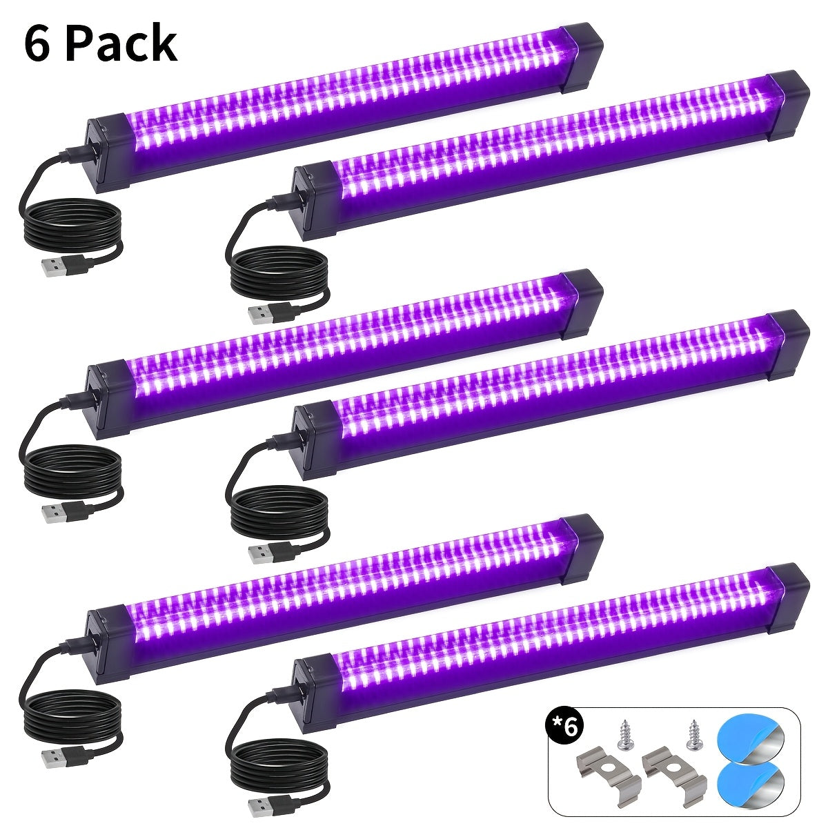 UV Black Light Bar 40 LED 385-400nm USB Plug 3 Modes Portable Blacklight for Glow Party Body Paint Fluorescent Poster Halloween Christmas Decor