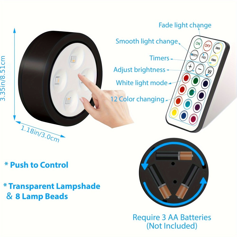 Picture Lights for Wall 13 RGB Color LED Art Light, Wireless Battery Operated Magnetic Painting Light with Remote, 3/6/12Pcs Puck Lights for Picture Frame Home Wall Decor