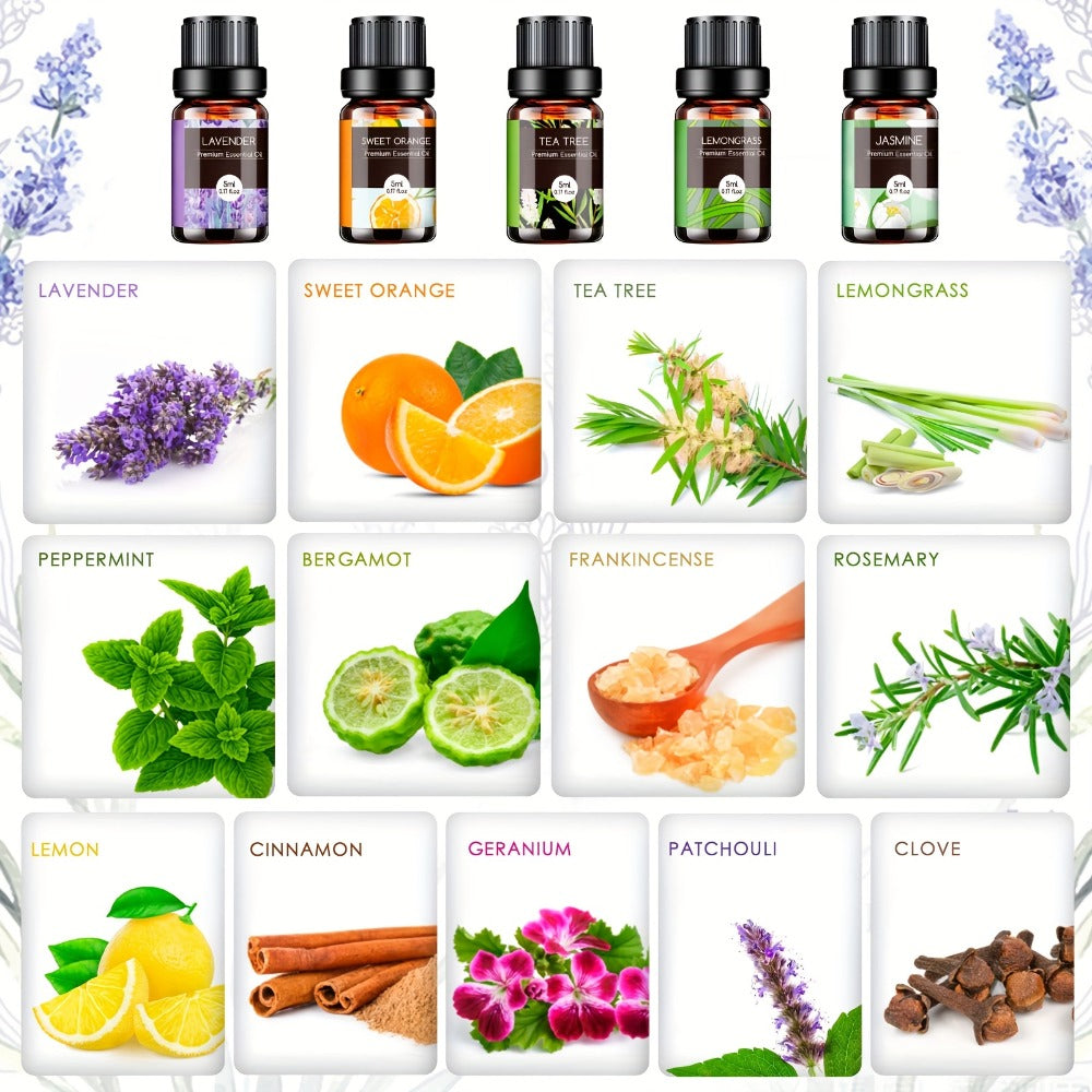 Essential Oil Set ¨C Pure Natural Aromatherapy Oils in Amber Glass Bottles for Diffuser & Humidifier, DIY Fragrance, Valentine's Day & Holiday Gift for Women, Girls, Friends & Family (12/20/26pcs)