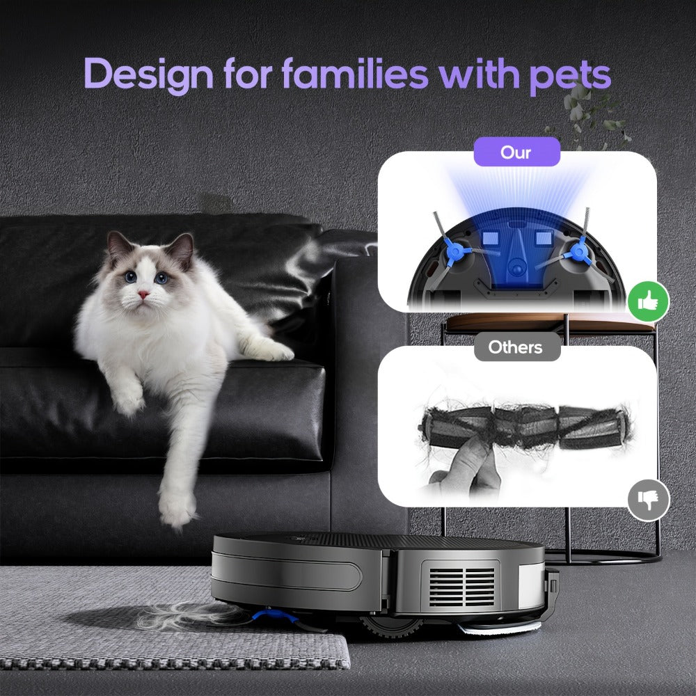 Robot Vacuum Cleaner Mop Combo 5000Pa Max Suction 2-in-1 with App & Voice Control - Scheduled Cleaning, Auto Recharge, for Pet Hair, Low Pile Carpet & Hard Floors, 12.2 inch Slim Design, Multiple Colors