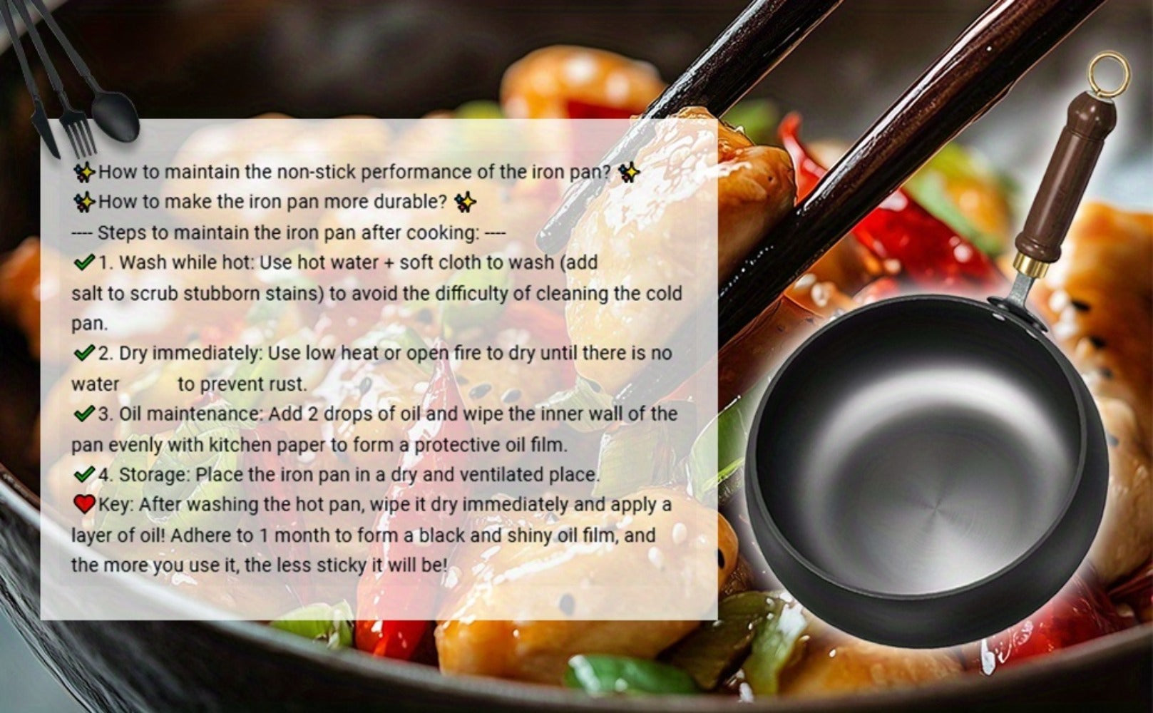 Wok Pan Carbon Steel Japanese Style Large Belly Uncoated Traditional Stir Fry Pan with Heat Resistant Handle Compatible with Gas Induction and All Stovetops for Stir Fry Soup Stew Camping Cooking