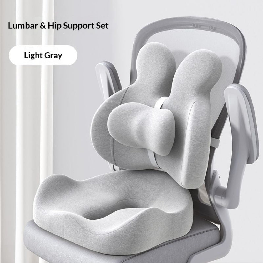 Lumbar Support Cushion & Seat Cushion Set ¨C Ergonomic Office Chair Pillow for Lower Back Pain Relief, Breathable Memory Foam Waist & Hip Support for Home, Car & Desk Chair