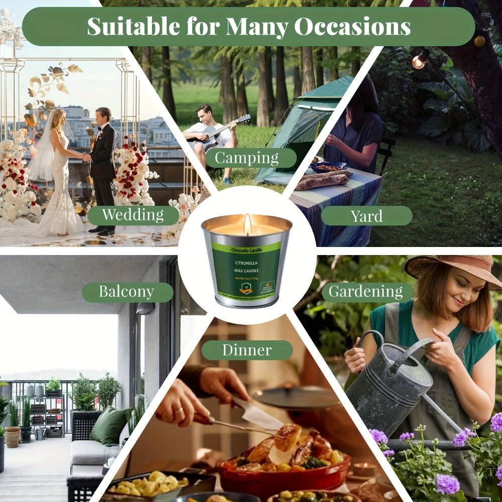 Citronella Candles Outdoor 4-Pack 6oz Each - 128 Hours Burning Mosquito Repellent Candle Set for Patio Garden Camping BBQ Party Yard Decor
