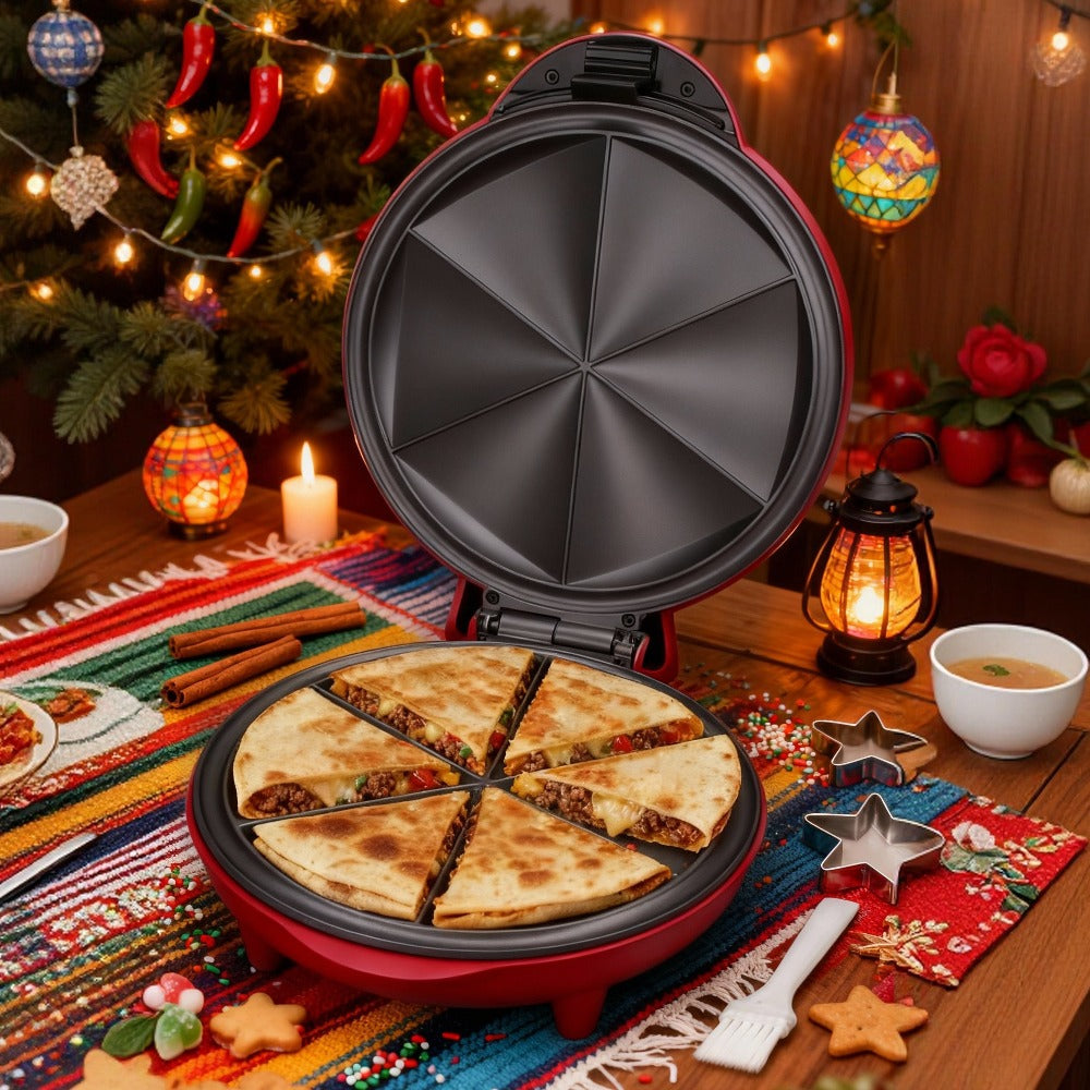 Electric Quesadilla Maker 9.5 Inch ¨C Grilled Cheese Machine, Extra Stuffing Capacity, Easy 6-Wedge Slice, Non-Slip Feet | Also Available as 12 Inch Pizza Maker