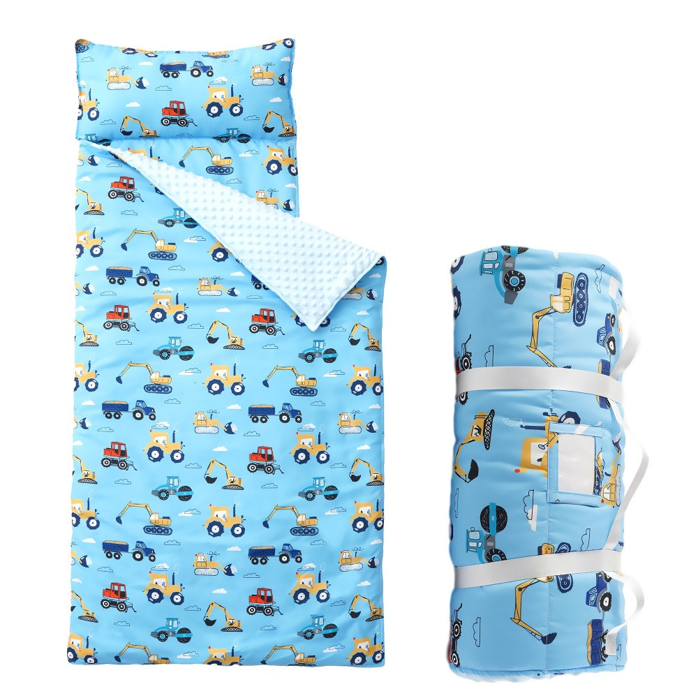 Kids Nap Mat Roll-Up Sleeping Mat for Daycare & Travel - 100% Polyester, Machine Washable, Fun Prints