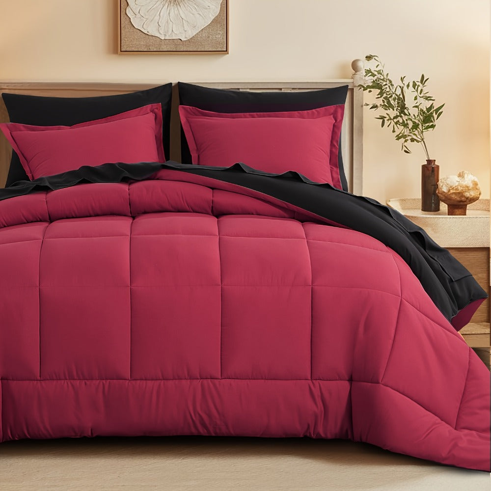 7 Piece Comforter Set Luxury Soft Fluffy Bedding All Season Bed in a Bag with Comforter Fitted Sheet Flat Sheet Pillowcases Hypoallergenic Breathable Easy Care Queen King Twin XL Full