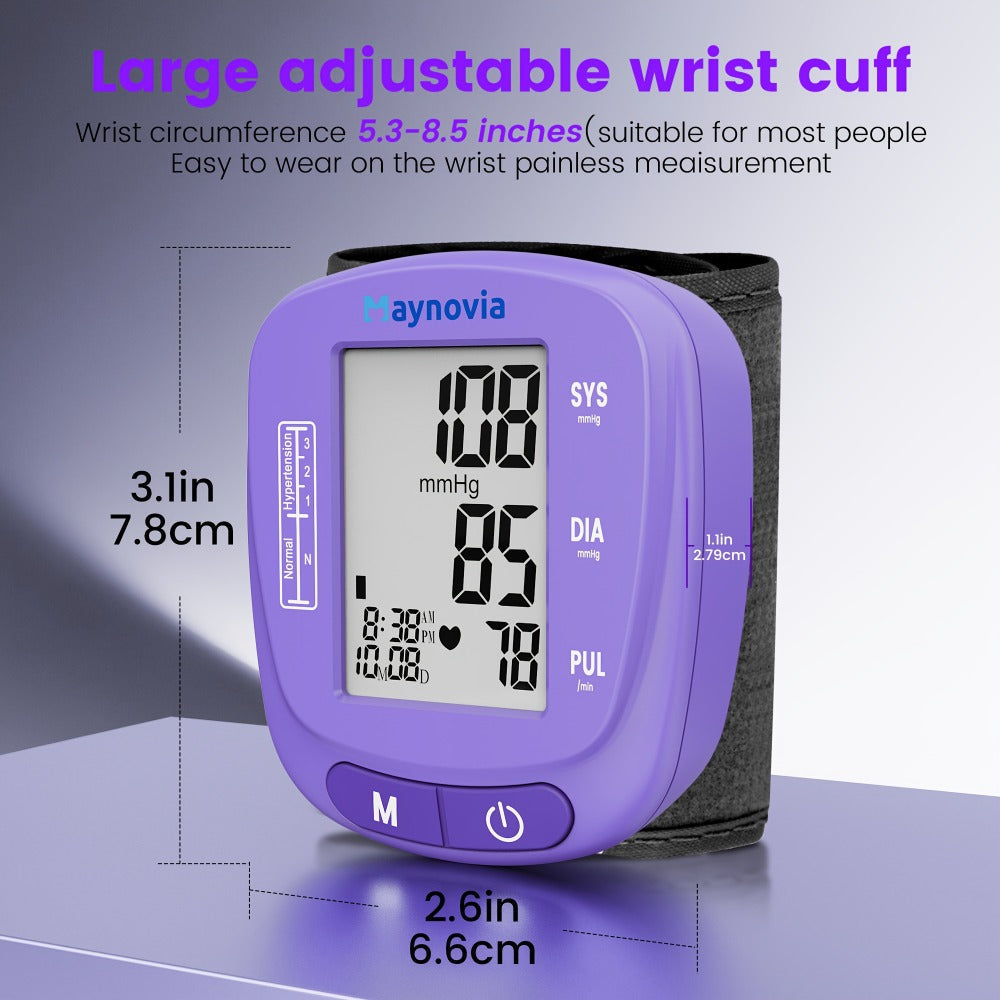 Blood Pressure Monitor Wrist Cuff with Oximeter Fingertip ¨C Digital BP Machine Home Use, 120 Memory, Portable Case & Battery Included, Fully Automatic Hypertension Tracker