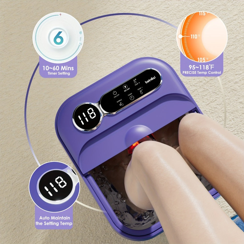 Foot Spa Bath Massager with Heat and Bubbles ¨C Foldable Electric Foot Soak Tub with Automatic Heating, Bubble Massage, Relaxation Therapy for Home Use