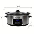 Slow Cooker 7.5 Quart Digital Programmable with Timer Ceramic Pot Stainless Steel Housing 3 Heat Settings Low High Keep Warm Large Capacity for Family Dinners Holiday Feasts Serves 10 Plus People