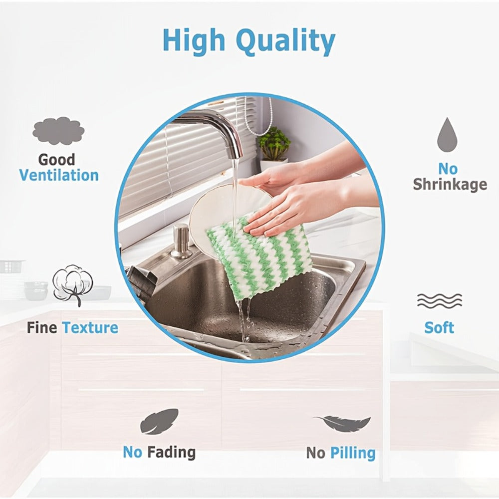 Microfiber Cleaning Cloths 18 Pack Ultra-Fine Fiber Reusable Dishwashing Cloths Knit Texture Multi-Color Assorted for Home Kitchen Dish Washing Counter Wiping Modern Style Cleaning Set