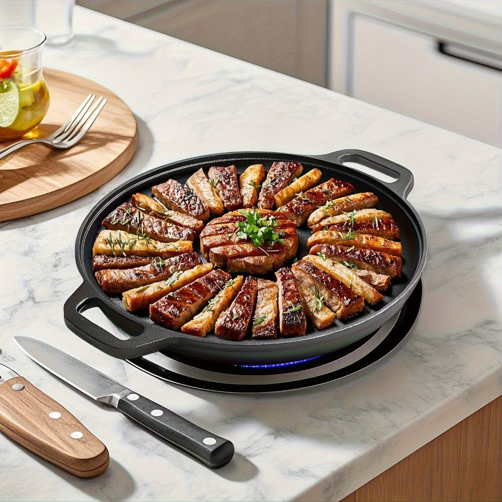 Pre-Seasoned Cast Iron Pan Set - Non-Stick Multifunctional Skillet for Pizza Home Kitchen Outdoor Cooking, Even Heating Compatible with All Stoves, 1/2/3 Piece Options