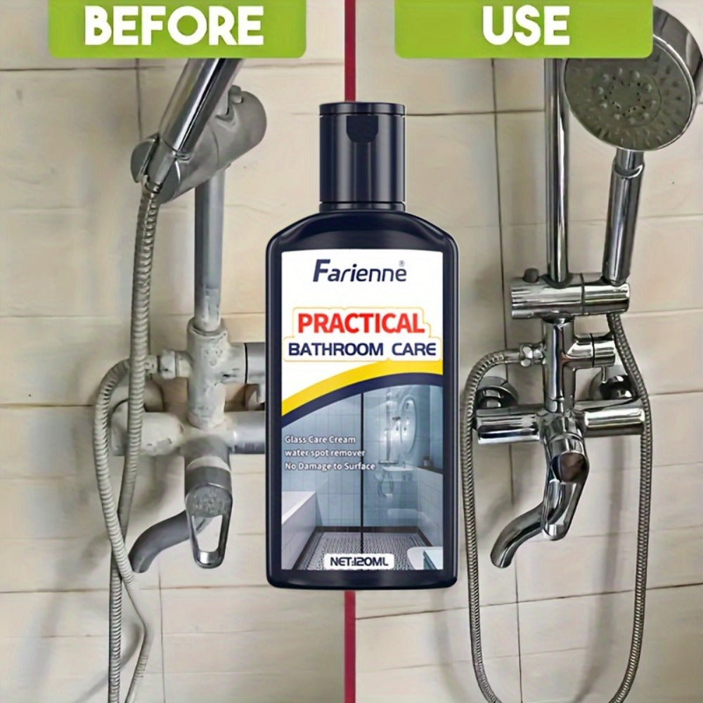 Bathroom Glass Restoration Paste 120g ¨C Removes Water Stains, Soap Scum & Hard Water Deposits from Shower Doors, Tiles & Metal Surfaces, Restores Clarity & Bright Finish, Includes Free Sponge