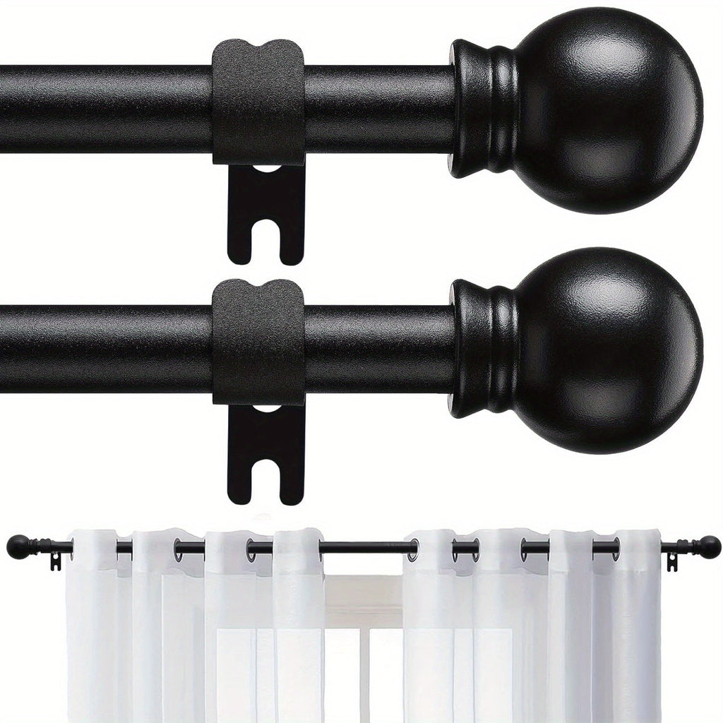 Curtain Rods 2 Pack Matte Black Adjustable 28 to 95 Inch | 5/8 Inch Stainless Steel Extra Long Window Curtain Rod Set for Living Room Bedroom Bathroom Kitchen | Multiple Sizes Available