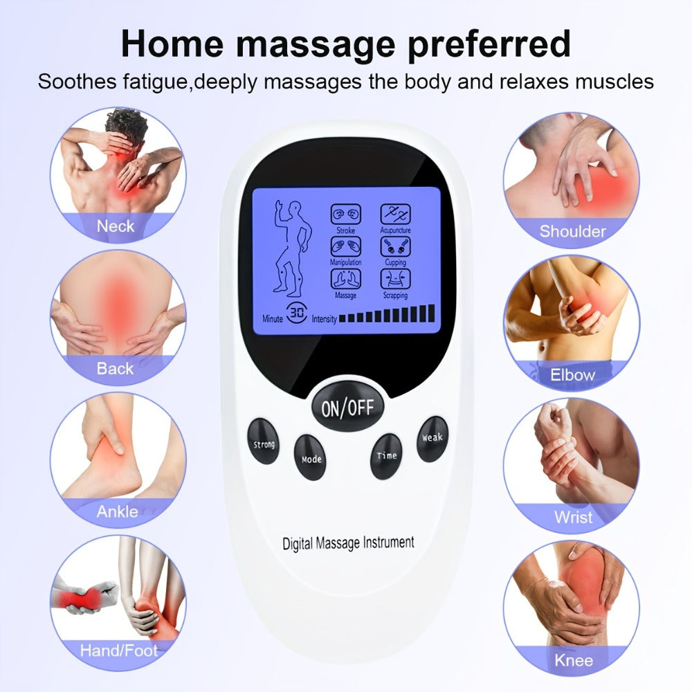 TENS EMS Dual Channel Muscle Stimulator Massager ¨C 8 Electrodes for Back, Shoulder & Knee Pain Relief, Muscle Recovery, Portable Electric Pulse Therapy Device